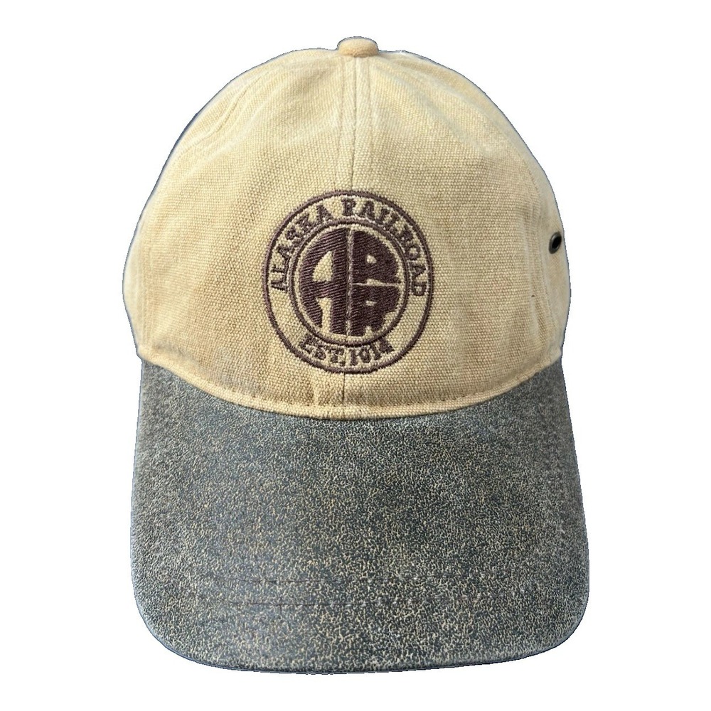 Alaska Railroad Hat Leather Cotton Train Conductor Patch Strapback - NWT
